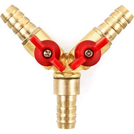 Allecto Dreiwege Verteiler Messing Zink Legierung 10 mm Kugelhahn T Verteiler Anschlussstück Luft, Wasser, Gas Dreiwege Schlauchkupplung Vielseit (1/5)