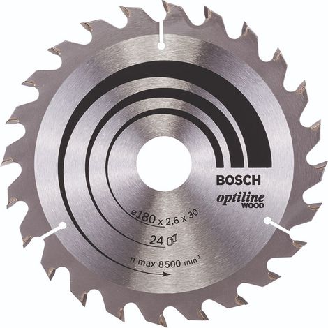 BOSCH DISCO SIERRA OPTILINE MADERA130 X 2.4 X 20/16D: 20WZ Diámetro disco x eje (mm) 180x20 Número de dientes 24