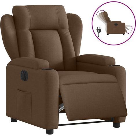 Fauteuil inclinable électrique en tissu marron (1/5)