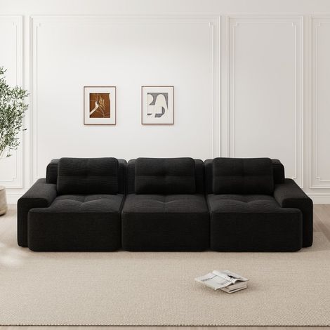 Canapé droit modulaire Cloud-velours côtélé-d'angle surdimensionné-sans montage-confort 3 places-assise profonde-293x104x69cm (1/5)