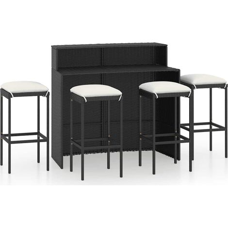 Maison Exclusive - Set da Bar da Giardino 5 pz con Cuscini Nero (1/5)