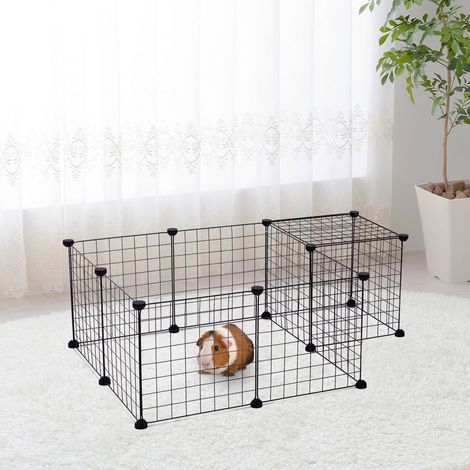 Parque modular de metal para pequeños animales negro 106 x 73 x 36 cm DESVIAE (1/5)
