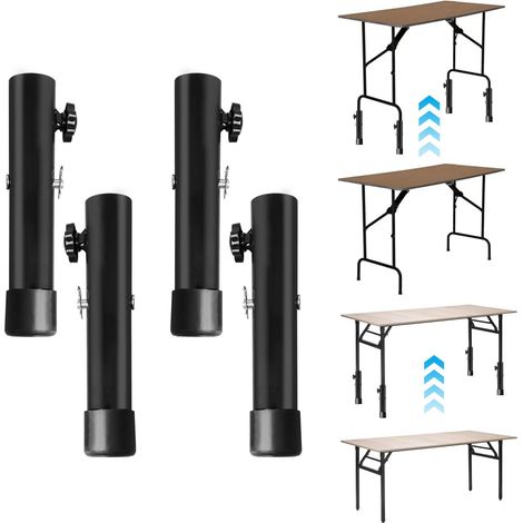 Lot de 4 Pieds de Table Métal Hauteur Réglable 9,2cm/13,2cm Pied de Bureau (1/5)