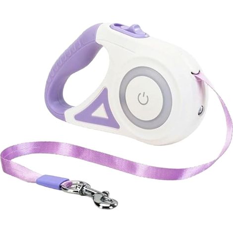 Laisse rétractable pour chien éclairée avec lumière de sécurité LED avant, laisse d'entraînement anti-enchevêtrement à 360° et poignée antidérapante. (1/5)