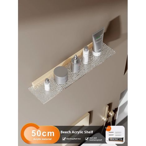 (B4) Étagère de salle de bain en noyer, vasque en acrylique, support mural pour WC, rangement pour produits cosmétiques, plateau simple (1/5)