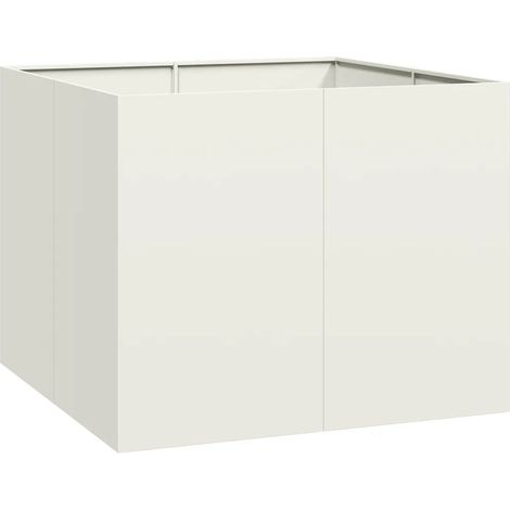 Jardinière carrée moderne extérieur décoration jardin 100 x 100 x 80 cm en acier blanc