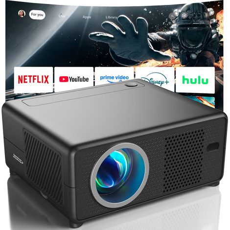 Vidéoprojecteur 4K Konsoefuly WiFi6, Projecteur Portable 1080P avec Netflix, 20000 Lumens, Avec le Play Store Rotation 360°