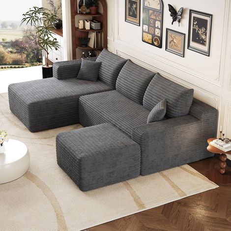 Canapé à d'angle convertible,canapé 3 Places,canapé convertible,de Compression modulaire en U,pour Le Salon,241 cm de long,spacieux et confortable,Peut être combiné librement,Aucun assemblage requis