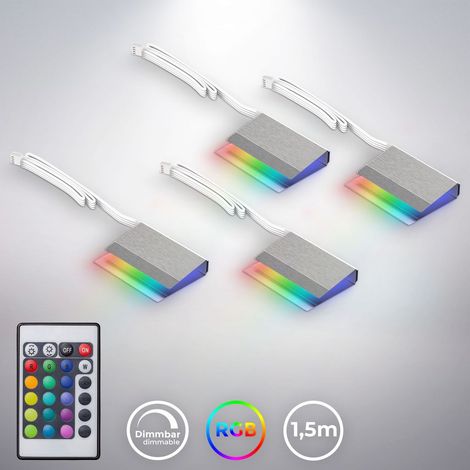 4 clips RGB LED éclairage vitrine placard armoire cuisine
