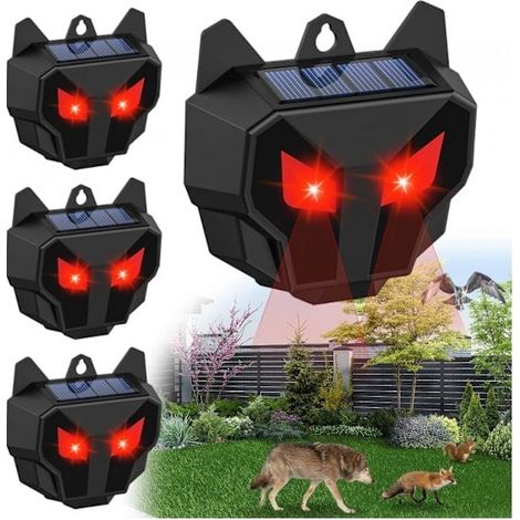 4 répulsifs solaires pour animaux, effaroucheur de cerfs à lumière rouge, étanches, utilisables la nuit, adaptés aux prédateurs, poulaillers, chats, mouffettes, loups, cerfs (1 pièce).-AquaForge (1/5)