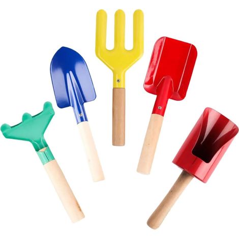 Set de 5 Outils de Jardinage pour Garçon et Filles en Bois et Fer, Facile à Utiliser, Réduit la Fatigue des Mains, pour Planter Petits Végétaux et Bonsaïs (1/5)