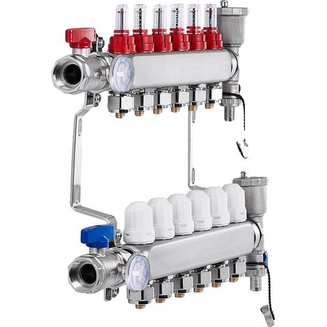 Manifold de Tubes PEX, Construction Durable, Distribution Efficace de Chaleur, 6-Branche (1/2)