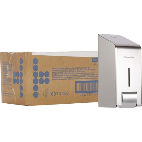Kimberly-Clark 8973 Dispenser professionale di detergente per mani, Per flaconi di sapone da 1 litro, Fissaggio a parete, Bianco, 08973010 (1/4)