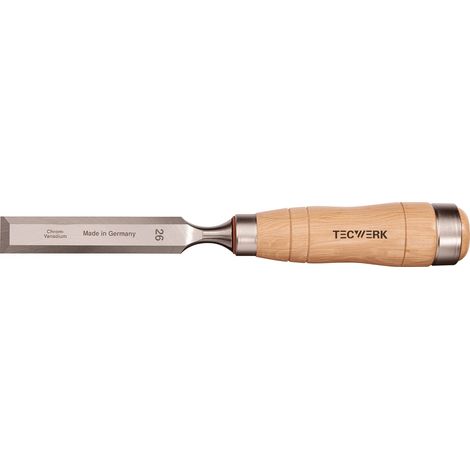 Cincel de carpintero B.26mm Mango Kraftform haya con 2 anillas de acero diseño pesado TECWERK (1/2)