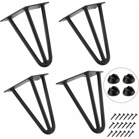 4pcs 25cm Pieds de table en épingle à cheveux Pieds de meubles bricolage avec Protège Pieds et Vis (1/5)