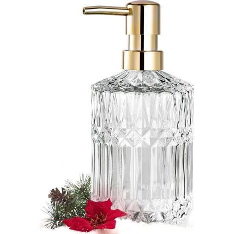 GENERIC-Distributeur de Savon en Verre Transparent avec Pompe en Plastique ABS, distributeurs de Lotion pour Cuisine, Salle de Bain (Cristal) (1/5)