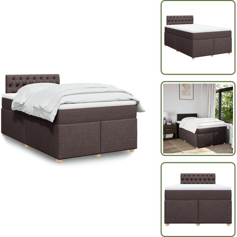 Sommier à lattes de lit et matelas marron foncé 120x190cm tissu - Sommier À Lattes De Lit - Sommiers À Lattes De Lit - Lit - Meuble De Chambre À Coucher (1/5)