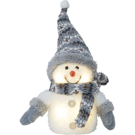 Leuchtende Weihnachtsdeko ,Joylight', kleiner LED Schneemann, 8 LEDs, grau, H 25cm (1/4)