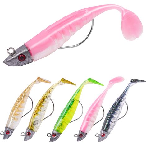 Leurre Souple Poisson - 13 cm 26 g et 10 cm 15,5 g - Forme Bionique avec T-Queue - Pour Achigan, Brochet, Truite - Lot de 2