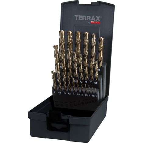 RUKO Juego de brocas espirales HSS-Co 5, 25 piezas, 1–13 mm, DIN 338 Tipo N incl. Spray y gafas de protección - WZSA215215RO (1/5)