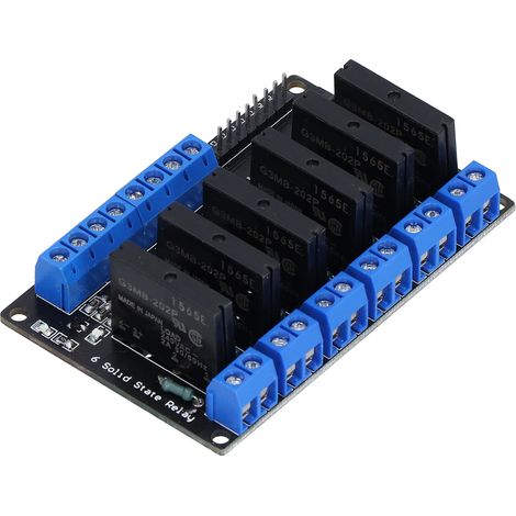 Module relais statique 6 canaux à déclenchement haute tension, commande CC, équipement électrique avec fusible 5 V 12 V 24 V 3-24 V (1/5)