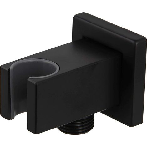 Shower Holder with 1/2" Wall Connection Elbow in Matte Black Brass (1/5)
