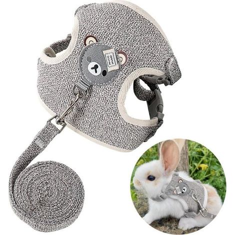 Harnais Lapin Réglable, Laisse pour Lapin, Harnais en Maille Respirante pour Petit Animal Anti-évasion, Harnais pour Chaton (1/4)