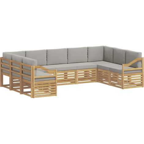 Ensemble de canapés d'extérieur 9 pc Blanc et gris clair vidaXL (1/5)
