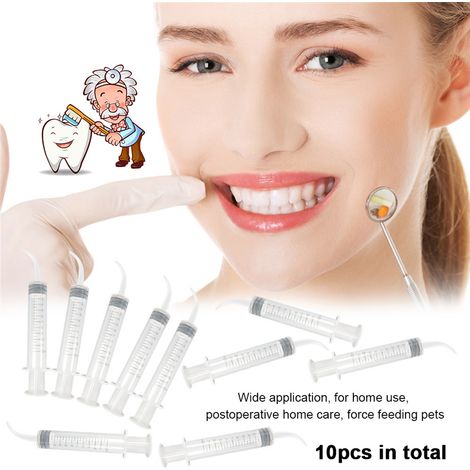 10 pièces 12ML en plastique irrigation dentaire seringue d'aspiration rinçage dents blanchiment résine composite flexible pour mesurer, arroser, remplir (1/5)