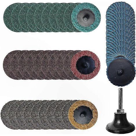 Disque de ponçage 42 pièces 50mm en nylon polypropylène, lame à lamelles spirale pour polissage et meulage, set abrasif à couple renforcé (1/5)