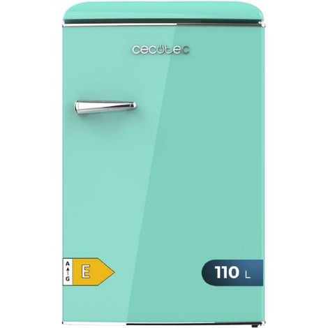 Cecotec Mini Nevera Retro de 110 L Bolero CoolMarket TT Origin 110 Green E. Mini Frigorífico, Clase E, ICEBOX, LED Interior