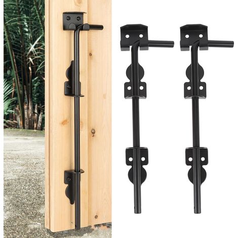 2 jeux de barres de portail à verrou en rotin de 12 pouces, quincaillerie de portail robuste, verrous de porte doubles pour clôture en bois, butées de porte métalliques de mise à la terre, loquets de  (1/5)