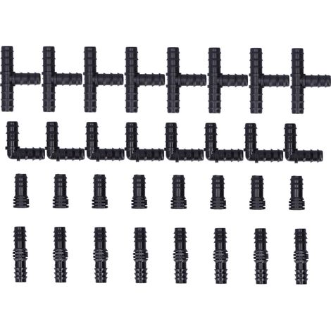 32pcs/set Kit de Connecteurs de Tés d'Irrigation à Goutte 1/2 Tube Système d'Arroseur de Serre Jardin