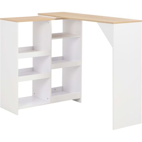 Vidaxl – Table de bar amovible blanche 138x39x110 cm – Bois d'ingénierie robuste – Design contemporain pour cuisine ou salle à manger (1/5)