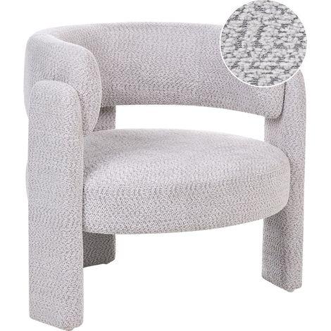 Poltrona imbottita in ciniglia con schienale curvo stile scandinavo moderno grigio chiaro Burea