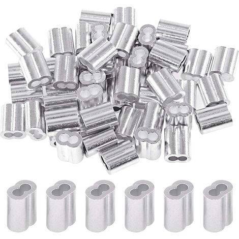 Paquete de 200 manguitos de engarce de aluminio de 2,5 mm para cables y cuerdas de acero (200 piezas) (1/5)