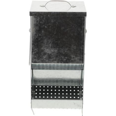 Metal Trough Feeder avec Couvercle Magnétique et Crochets Latéraux Distributeur Alimentaire Métal Galvanisé pour Cochons Hamsters et Autres Petits Animaux Mangeoire Anti-gaspillage (1/5)