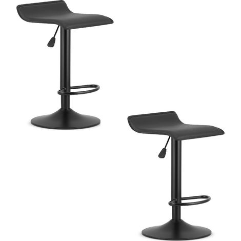Set di 2 sgabelli bar FORT girevoli in ecopelle nera (1/5)