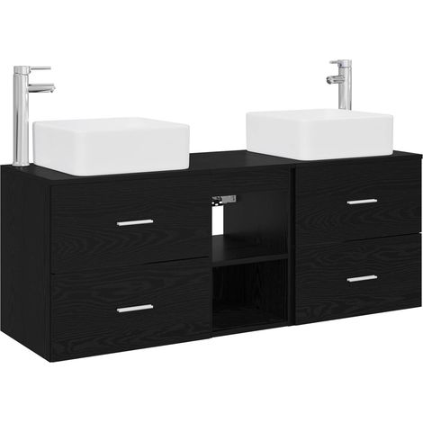 Bathroom Cabinet Set 3 pcs Black Oak 49.5 x 41 x 63 cm vidaXL (1/5)