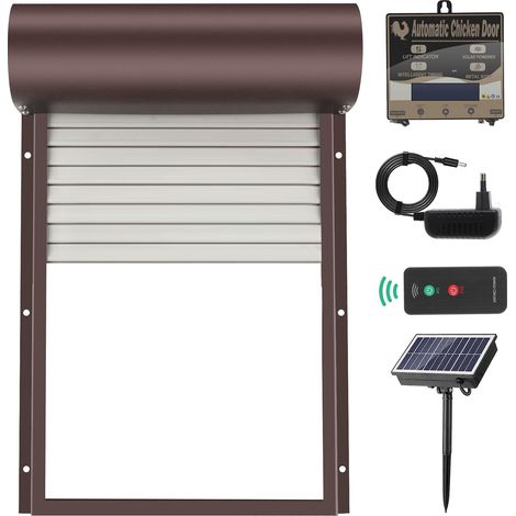 Automatische Hühnerstalltür mit solarbetriebener Batterie, LCD-Display, Timer und Lichtsensor, IP65-Fernbedienung, wasserfest, 4 Modi