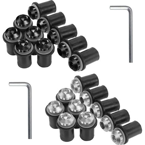 CCYKXA 20 Pieces Motorcycle Fairing Screws, with Mounting Wrench, Equipped with a Rubber Ring, Fairing Fixing Screws, Suitable for Motorcycle and Scooter Windshields (1/4)