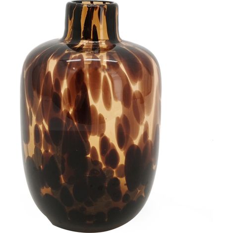 Vimin Box Vaso Bottiglione Maculato Vetro D 5,5 - 16,5 Cm H 25,5 Cm Marrone