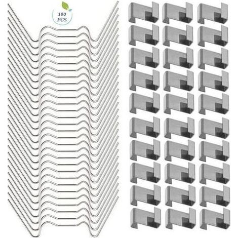 100 pinces à verre en acier inoxydable (304 et 301) pour serres, accessoires de fixation pour serres de jardin, 1000 pièces (1/4)
