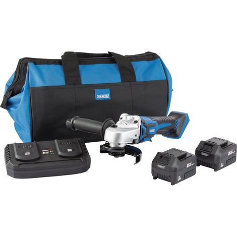D20 20V 115mm Brushless Grinder Kit with 2 x 3.0Ah Batteries, Twin Charger and Bag (99734) (1/5)