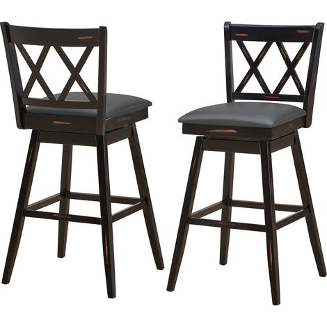 Set of 2 Bar Stools Counter Height Chair Pub 360 °Swiveling Upholstered Seat 29" (1/5)