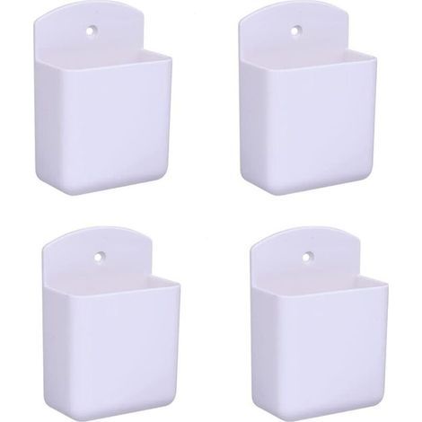 Lot de 4 supports de télécommande blancs support de télécommande support mural boîte de rangement multimédia pour bureau à domicile chambre (1/4)