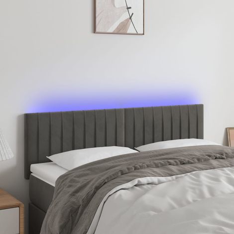 Tête de lit à LED - Design industriel - Pour Lit adulte - Gris foncé 144x5x78/88 cm Velours Chic-586756 (1/5)