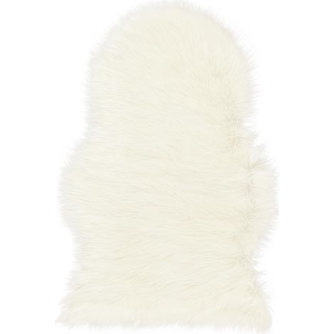 Eco Lambskin Blanc en fausse fourrure - Plaid, Tapis ou housse de chaise - Doux, élégant - 90 x 60 cm (1/5)