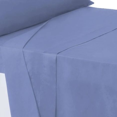 Drap dessus de lit - JUANIO - 270x210 cm - Anti-acariens - 52% polyester/48% coton 114 g/m² - Bleu