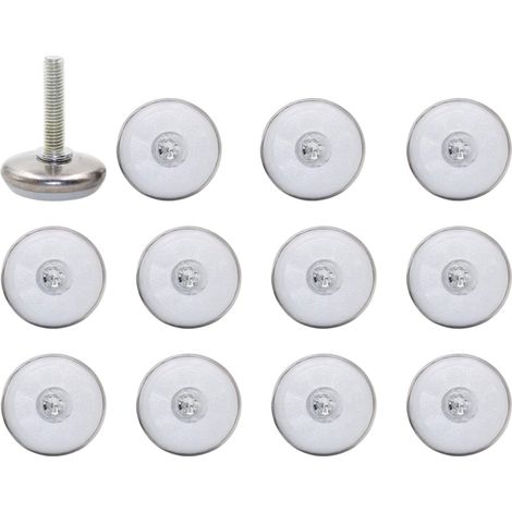 Lot de 12 cales réglables M6 25MM pour meubles avec base blanche pour table et chaises avec écrous en T à tige filetée (1/5)